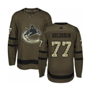 Men's Vancouver Canucks #77 Nikolay Goldobin Green Salute to Service Stitched Hockey Jersey