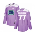 Men's Vancouver Canucks #77 Nikolay Goldobin Purple Fights Cancer Stitched Hockey Jersey