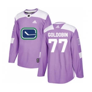 Men's Vancouver Canucks #77 Nikolay Goldobin Purple Fights Cancer Stitched Hockey Jersey