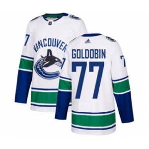 Men's Vancouver Canucks #77 Nikolay Goldobin White Road Stitched Hockey Jersey