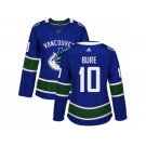 Women Adidas Vancouver Canucks #10 Pavel Bure Blue Home Authentic Stitched NHL Jersey