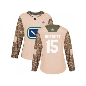 Women Adidas Vancouver Canucks #15 Derek Dorsett Camo Authentic 2017 Veterans Day Stitched NHL Jersey