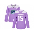 Women Adidas Vancouver Canucks #15 Derek Dorsett Purple Authentic Fights Cancer Stitched NHL Jersey