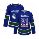 Women Adidas Vancouver Canucks #21 Antoine Roussel Authentic Blue USA Flag Fashion NHL Jersey