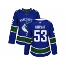 Women Adidas Vancouver Canucks #53 Bo Horvat Blue Home Authentic Stitched NHL Jersey