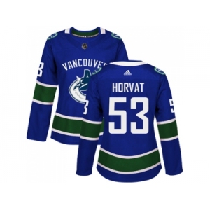 Women Adidas Vancouver Canucks #53 Bo Horvat Blue Home Authentic Stitched NHL Jersey