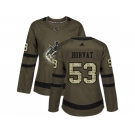 Women Adidas Vancouver Canucks #53 Bo Horvat Green Salute to Service Stitched NHL Jersey