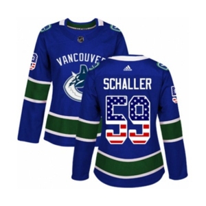 Women Adidas Vancouver Canucks #59 Tim Schaller Authentic Blue USA Flag Fashion NHL Jersey