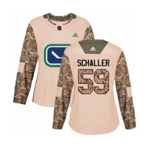 Women Adidas Vancouver Canucks #59 Tim Schaller Authentic Camo Veterans Day Practice NHL Jersey