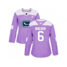 Women Adidas Vancouver Canucks #6 Brock Boeser Purple Authentic Fights Cancer Stitched NHL Jersey