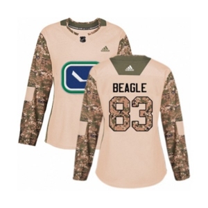 Women Adidas Vancouver Canucks #83 Jay Beagle Authentic Camo Veterans Day Practice NHL Jersey