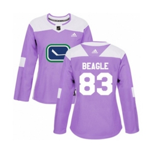 Women Adidas Vancouver Canucks #83 Jay Beagle Authentic Purple Fights Cancer Practice NHL Jersey