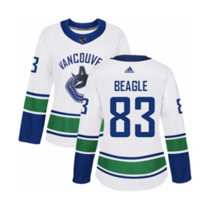 Women Adidas Vancouver Canucks #83 Jay Beagle Authentic White Away NHL Jersey