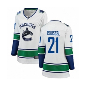 Women Vancouver Canucks #21 Antoine Roussel Fanatics Branded White Away Breakaway NHL Jersey