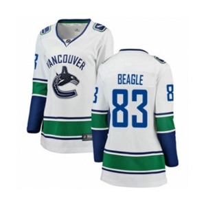 Women Vancouver Canucks #83 Jay Beagle Fanatics Branded White Away Breakaway NHL Jersey
