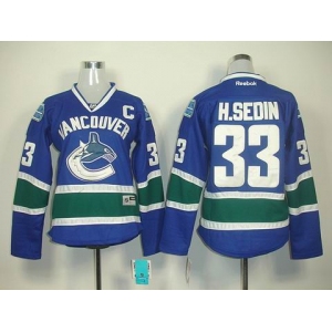 women nhl jerseys vancouver canucks #33 h.sedin blue