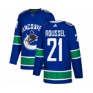 Youth Adidas Vancouver Canucks #21 Antoine Roussel Authentic Blue Home NHL Jersey