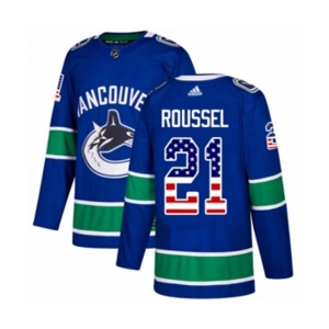 Youth Adidas Vancouver Canucks #21 Antoine Roussel Authentic Blue USA Flag Fashion NHL Jersey