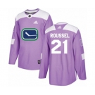 Youth Adidas Vancouver Canucks #21 Antoine Roussel Authentic Purple Fights Cancer Practice NHL Jersey