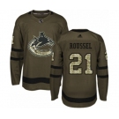 Youth Adidas Vancouver Canucks #21 Antoine Roussel Premier Green Salute to Service NHL Jersey