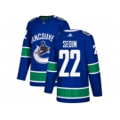 Youth Adidas Vancouver Canucks #22 Daniel Sedin Blue Home Authentic Stitched NHL Jersey