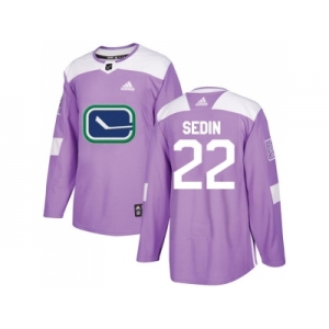 Youth Adidas Vancouver Canucks #22 Daniel Sedin Purple Authentic Fights Cancer Stitched NHL Jersey