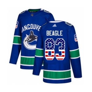Youth Adidas Vancouver Canucks #83 Jay Beagle Authentic Blue USA Flag Fashion NHL Jersey