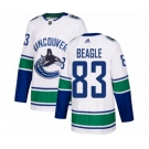 Youth Adidas Vancouver Canucks #83 Jay Beagle Authentic White Away NHL Jersey