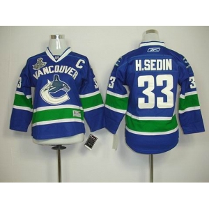 youth nhl jerseys vancouver canucks #33 h.sedin blue(2011 stanley cup)