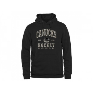 Men's Vancouver Canucks Black Camo Stack Pullover Hoodie