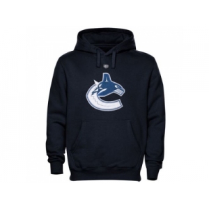 Vancouver Canucks Navy Blue Old Time Hockey Big Logo with Crest Pullover Hoodie