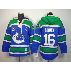 nhl jerseys vancouver canucks #16 linden green-blue[pullover hooded sweatshirt][C patch]