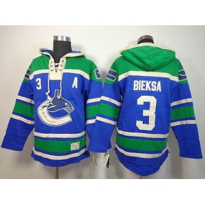 nhl jerseys vancouver canucks #3 bieksa green-blue[pullover hooded sweatshirt][A patch]