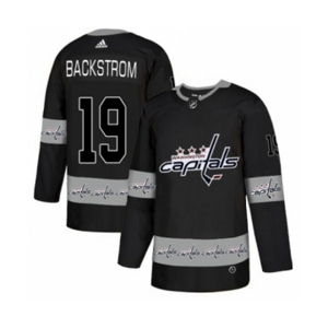 Adidas Washington Capitals #19 Nicklas Backstrom Authentic Black Team Logo Fashion NHL Jersey