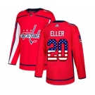 Adidas Washington Capitals #20 Lars Eller Authentic Red USA Flag Fashion NHL Jersey