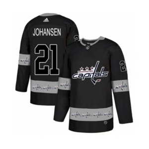 Adidas Washington Capitals #21 Lucas Johansen Authentic Black Team Logo Fashion NHL Jersey