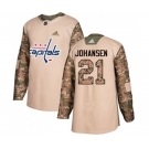 Adidas Washington Capitals #21 Lucas Johansen Authentic Camo Veterans Day Practice NHL Jersey