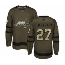 Adidas Washington Capitals #27 Alexander Alexeyev Authentic Green Salute to Service NHL Jersey