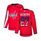 Adidas Washington Capitals #27 Alexander Alexeyev Authentic Red USA Flag Fashion NHL Jersey