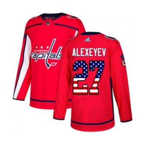 Adidas Washington Capitals #27 Alexander Alexeyev Authentic Red USA Flag Fashion NHL Jersey