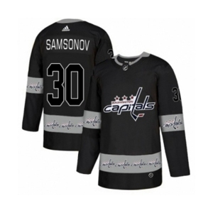 Adidas Washington Capitals #30 Ilya Samsonov Authentic Black Team Logo Fashion NHL Jersey
