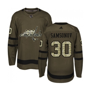 Adidas Washington Capitals #30 Ilya Samsonov Authentic Green Salute to Service NHL Jersey