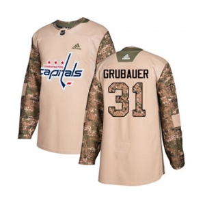 Adidas Washington Capitals #31 Philipp Grubauer Authentic Camo Veterans Day Practice NHL Jersey