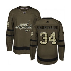 Adidas Washington Capitals #34 Jonas Siegenthaler Authentic Green Salute to Service NHL Jersey