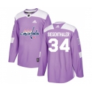 Adidas Washington Capitals #34 Jonas Siegenthaler Authentic Purple Fights Cancer Practice NHL Jersey