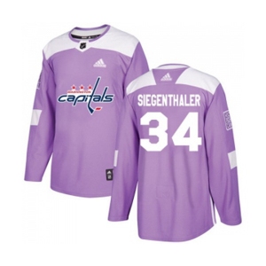Adidas Washington Capitals #34 Jonas Siegenthaler Authentic Purple Fights Cancer Practice NHL Jersey