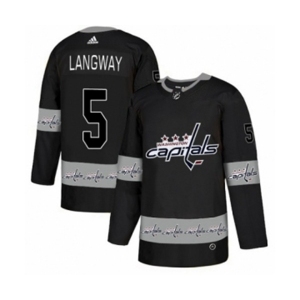 Adidas Washington Capitals #5 Rod Langway Authentic Black Team Logo Fashion NHL Jersey