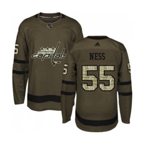 Adidas Washington Capitals #55 Aaron Ness Authentic Green Salute to Service NHL Jersey