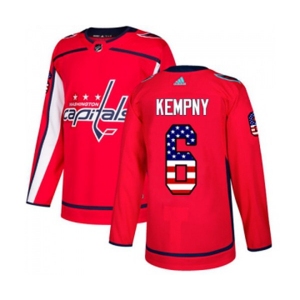 Adidas Washington Capitals #6 Michal Kempny Authentic Red USA Flag Fashion NHL Jersey