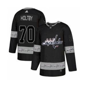 Adidas Washington Capitals #70 Braden Holtby Authentic Black Team Logo Fashion NHL Jersey